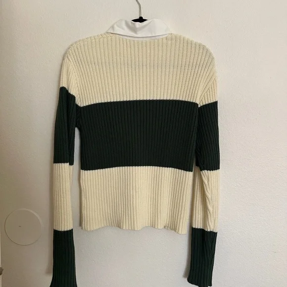 Lioness Prince rugby top Forest Green and Cream Striped Sweater - Picture 3 of 4